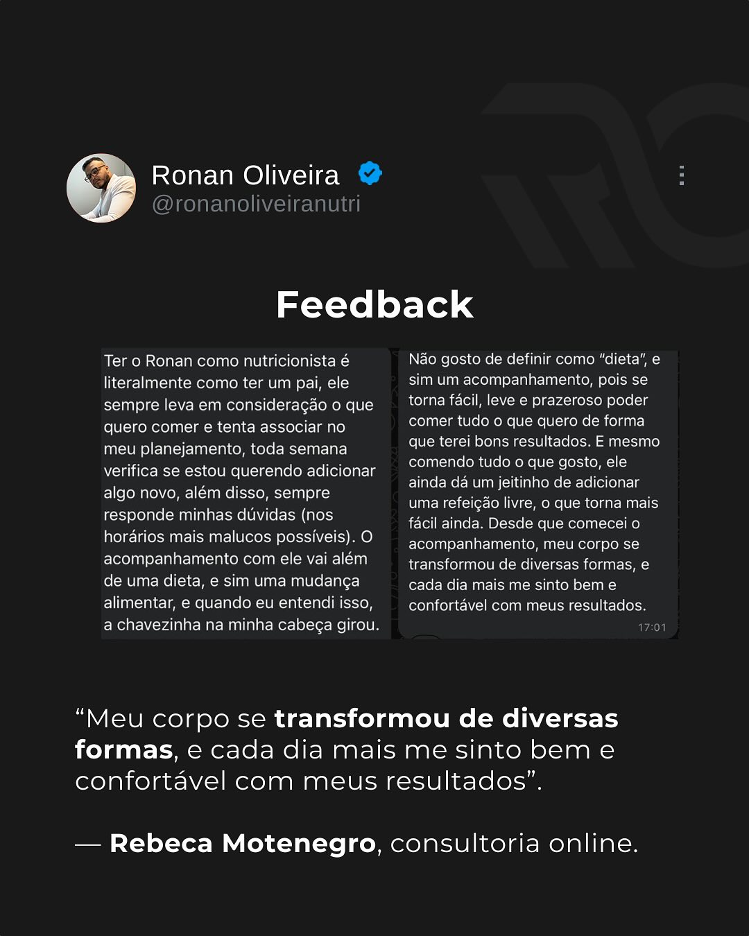 Depoimento Rebeca Montenegro - Meu corpo se transformou de diversas formas